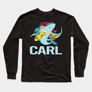 Funny Shark - Carl Name Long Sleeve T-Shirt